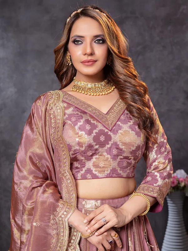 Onion pink lehenga choli with subtle wedding charm