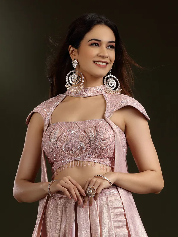 Onion pink lycra indo western designer suit