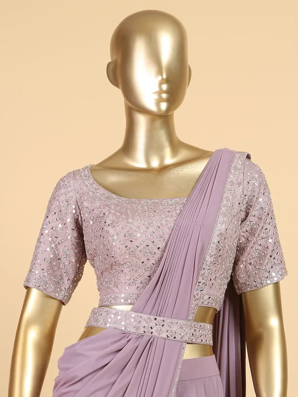 Onion pink lycra ready to wear saree