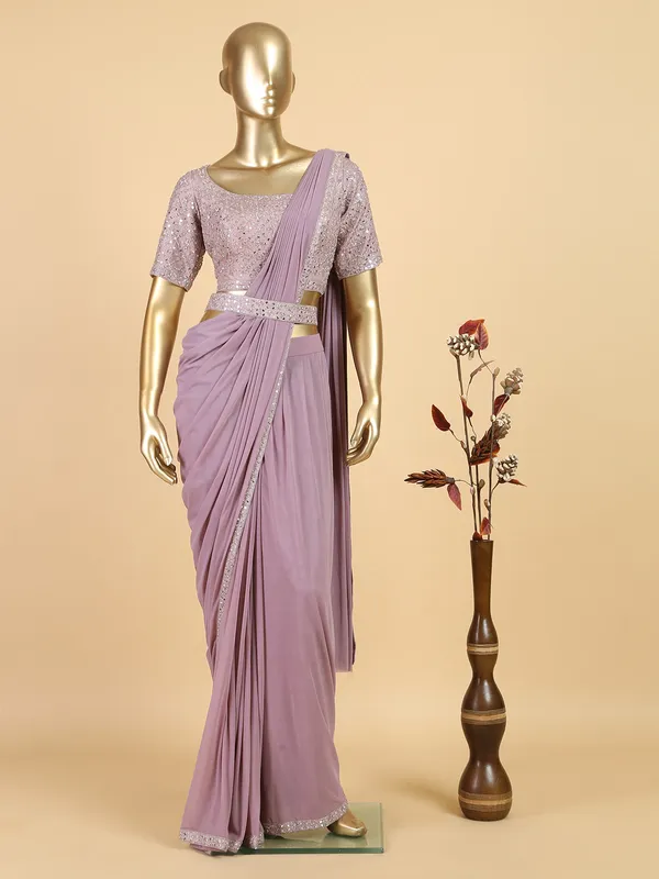 Onion pink lycra ready to wear saree