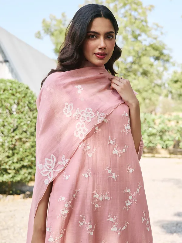 Onion pink muslin cotton salwar suit for women