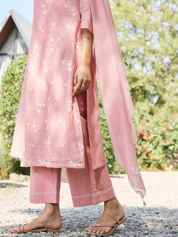 Onion pink muslin cotton salwar suit for women