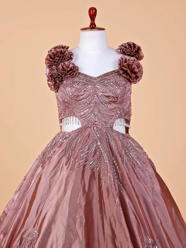 Onion pink organza designer gown