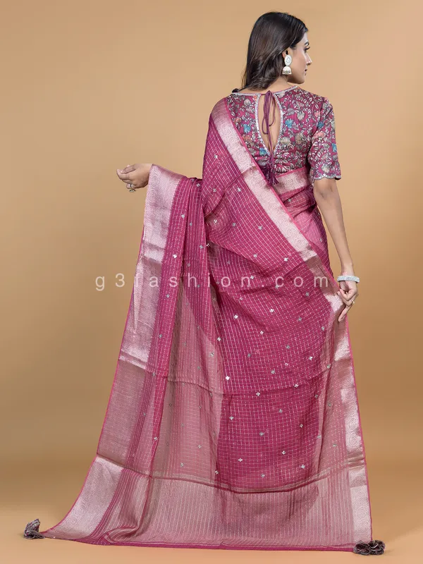 Onion pink organza saree for festive