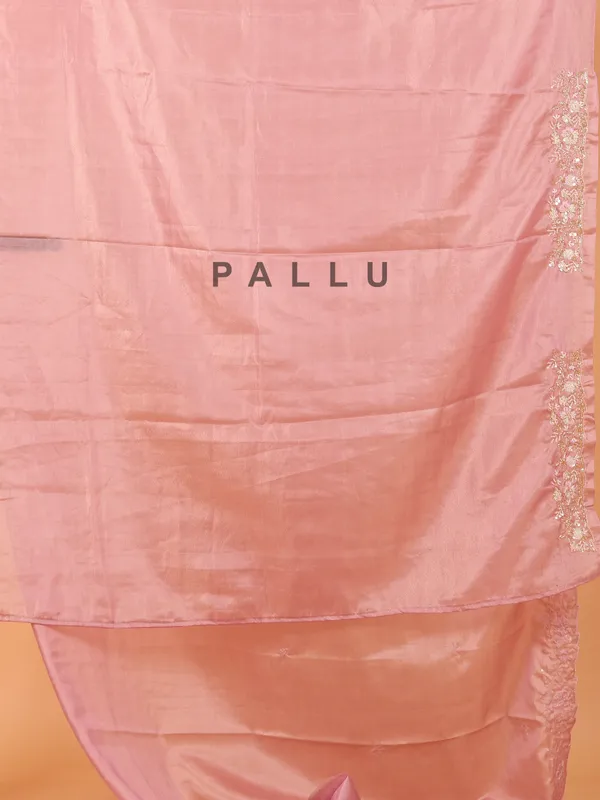 Onion pink organza saree for women