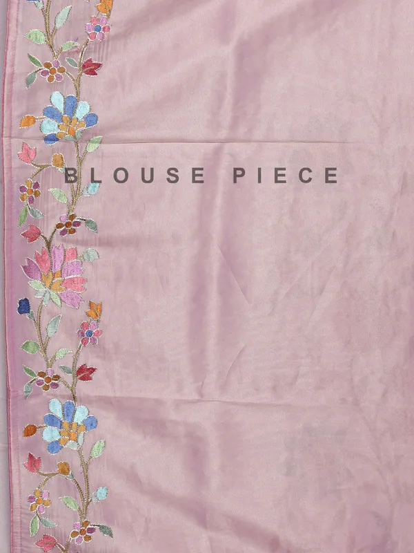 Onion pink organza saree with elegant embroidery accents