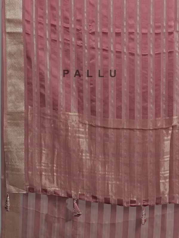 Onion pink organza satin saree with gota glam
