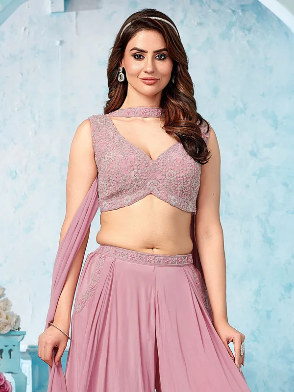 Onion pink palazzo suit for wedding wear with palazzo