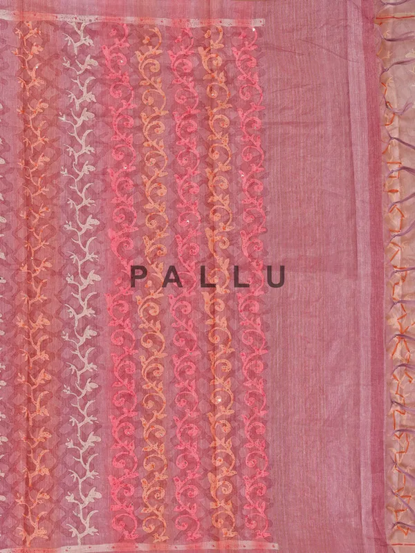 Onion pink printed cotton silk saree