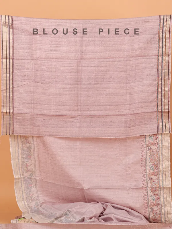 Onion pink printed semi cotton silk saree for women