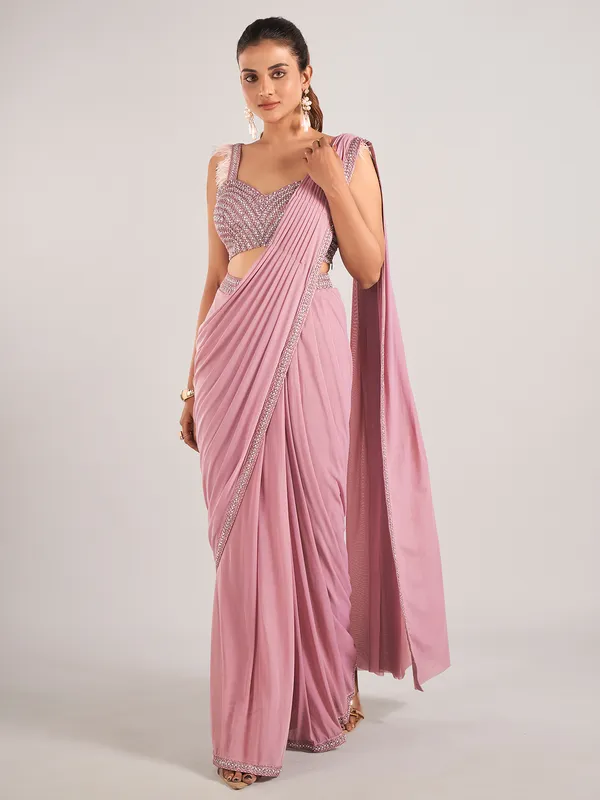 Onion pink ready to wear saree