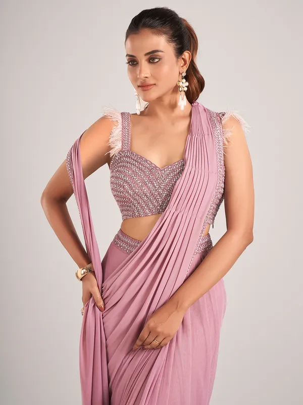 Onion pink ready to wear saree