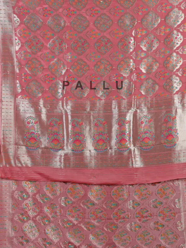 Onion pink satin silk saree for festive grace