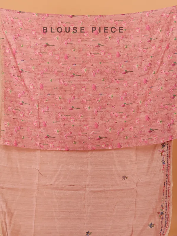 Onion pink semi cotton saree for women