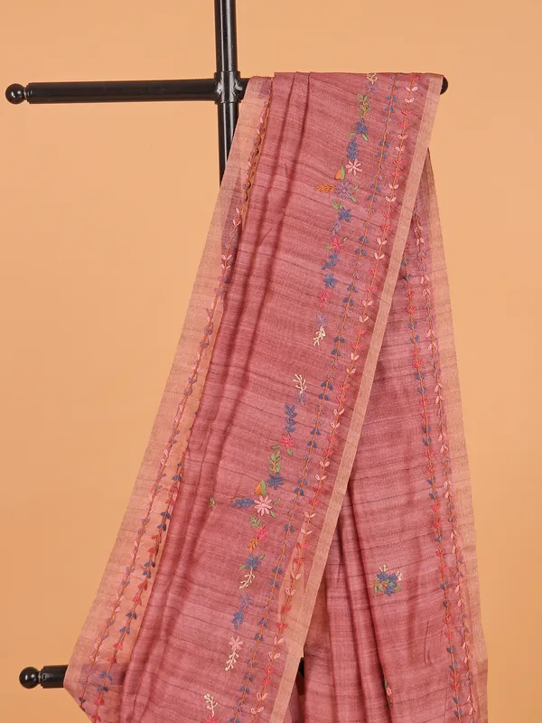 Onion pink semi cotton saree for women