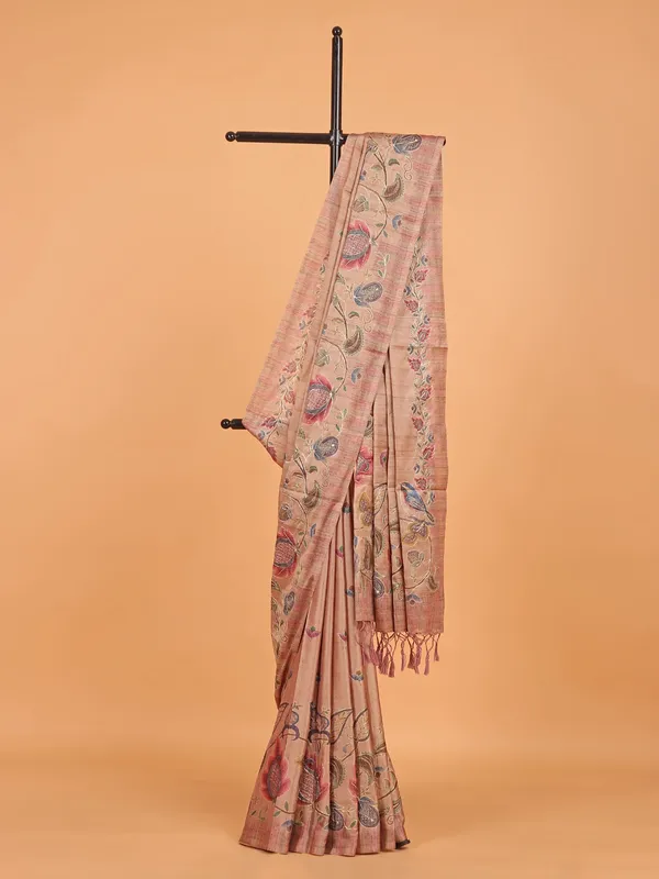 Onion pink semi cotton silk saree for women