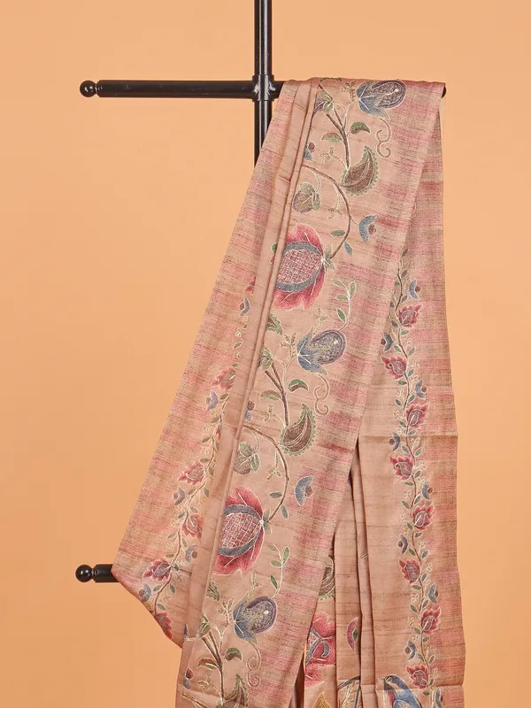 Onion pink semi cotton silk saree for women