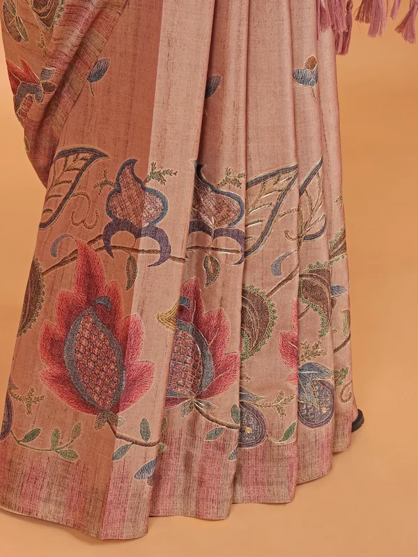 Onion pink semi cotton silk saree for women