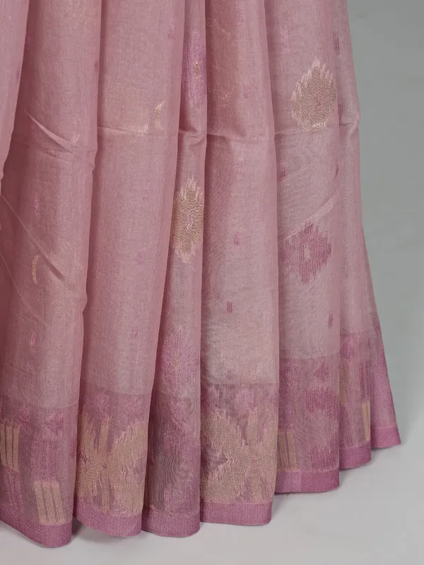 Onion pink semi cotton silk saree for women festive wear
