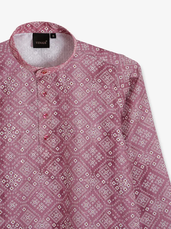 Onion pink shaded cotton printed kurta