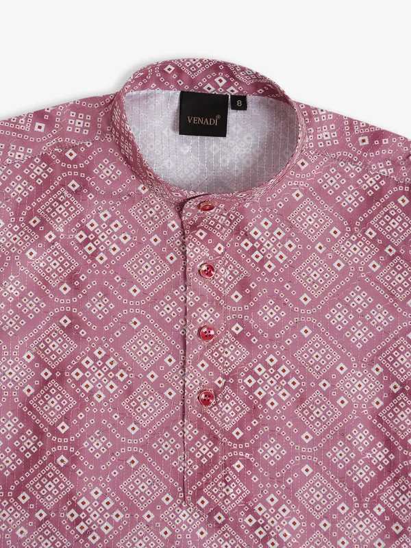 Onion pink shaded cotton printed kurta