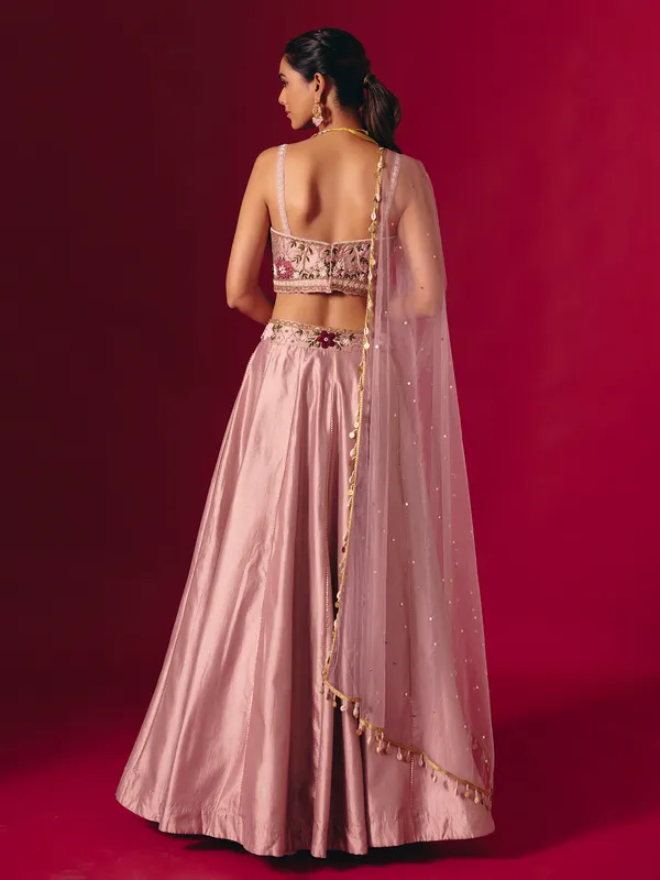 Onion pink silk designer gota work lehenga choli