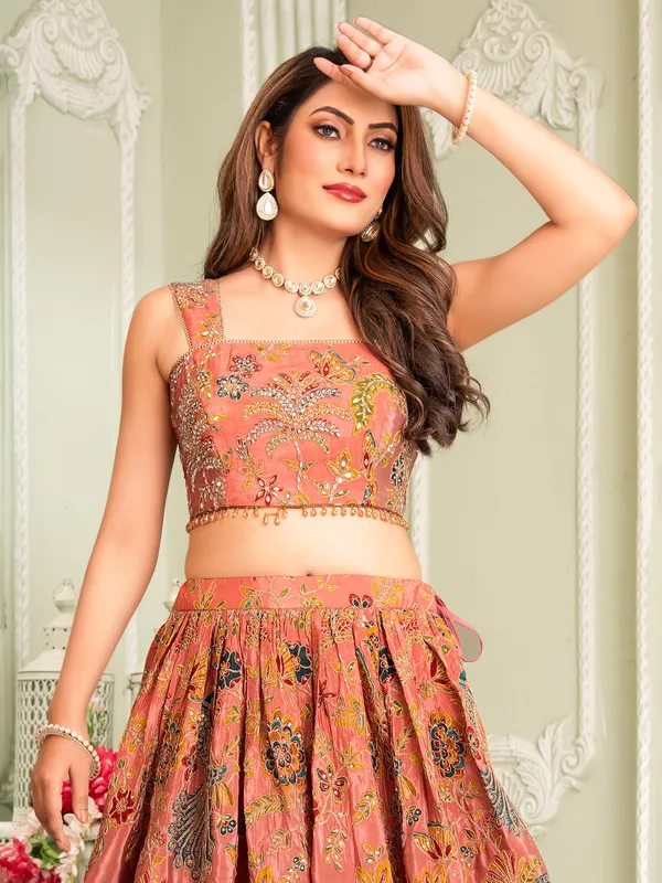 Onion pink silk lehenga choli for special ocassions