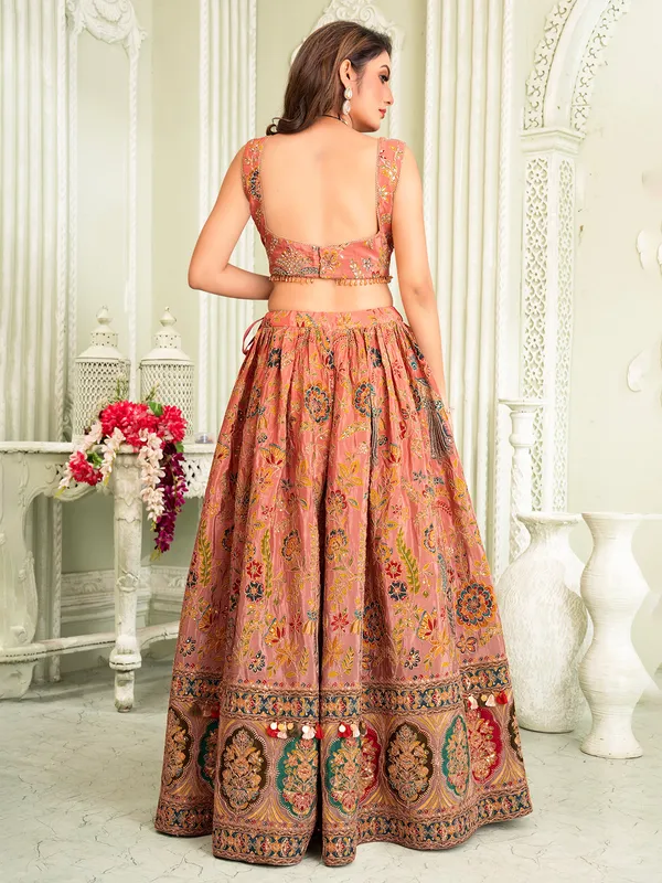 Onion pink silk lehenga choli for special ocassions