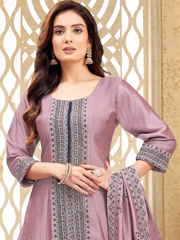 Onion pink silk salwar kameez with dupatta