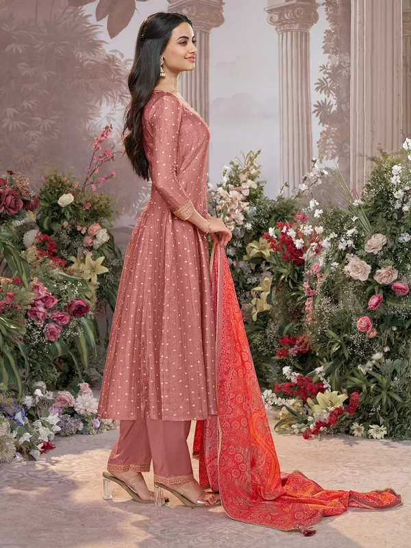 Onion pink silk salwar suit for festival