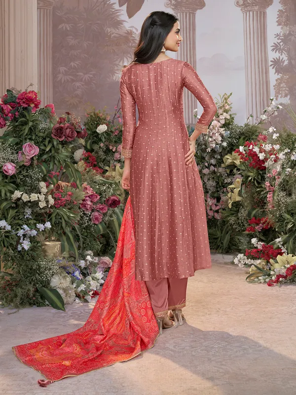 Onion pink silk salwar suit for festival