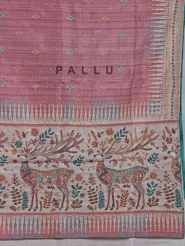 Onion pink silk saree accented for women
