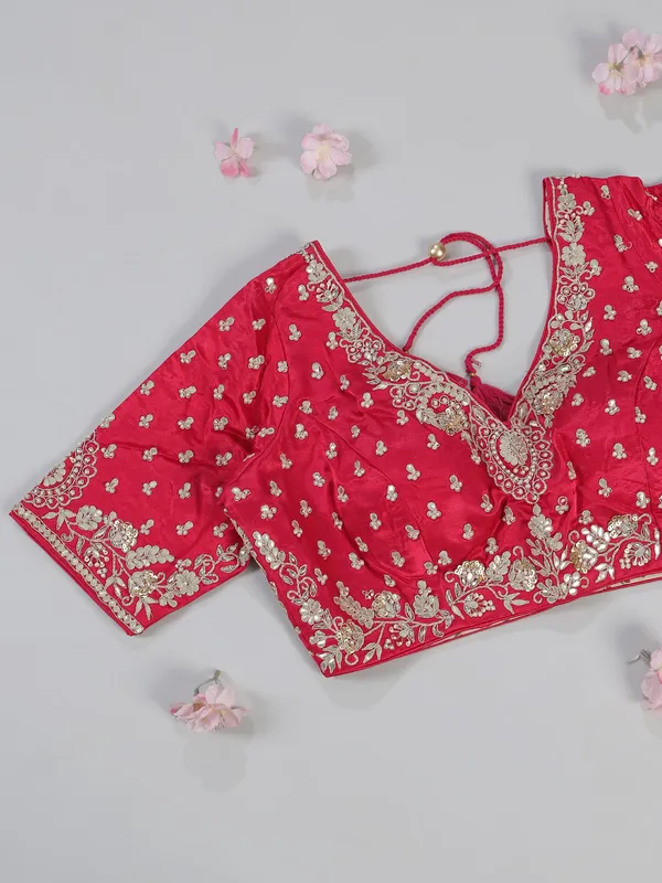 Onion pink silk saree with embellished blouse