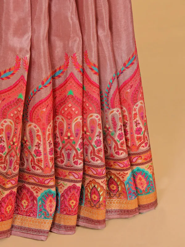 Onion pink silk saree with motif weaving