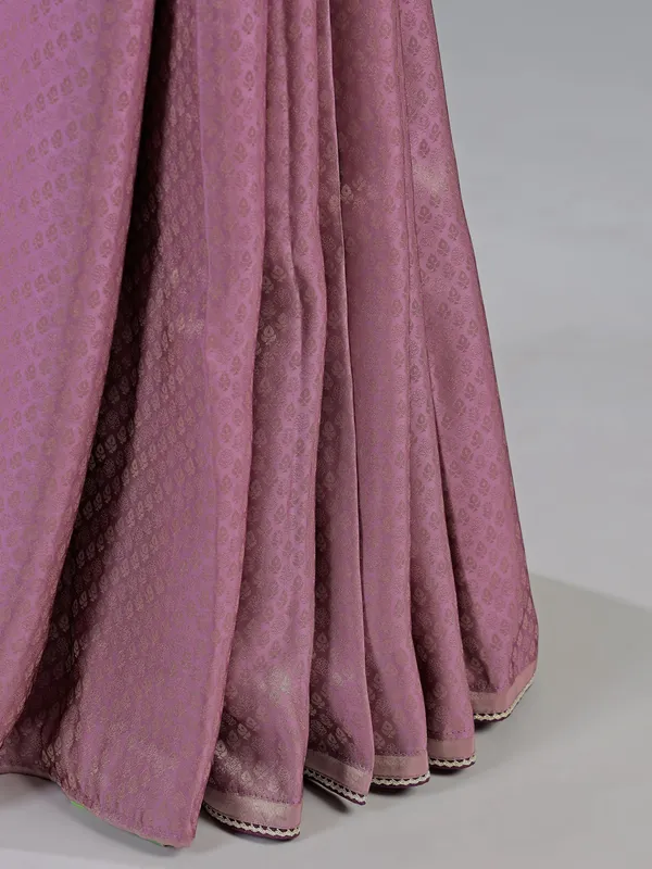 Onion pink silk saree with stylish blouse