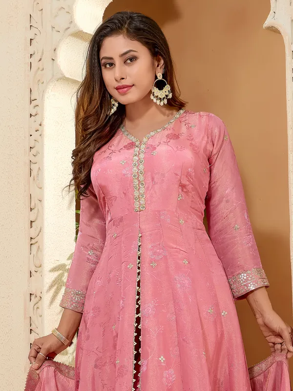 Onion pink silk wedding salwar suit