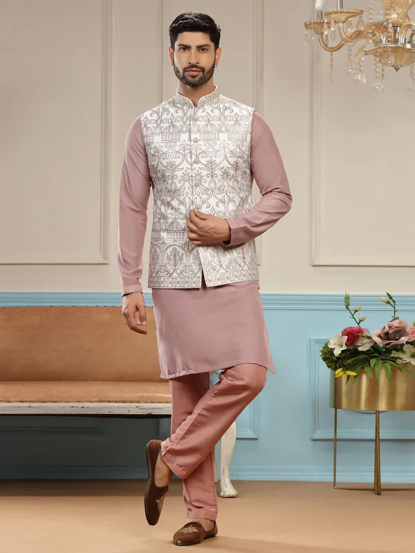 Onion pink silk wedding waistcoat set