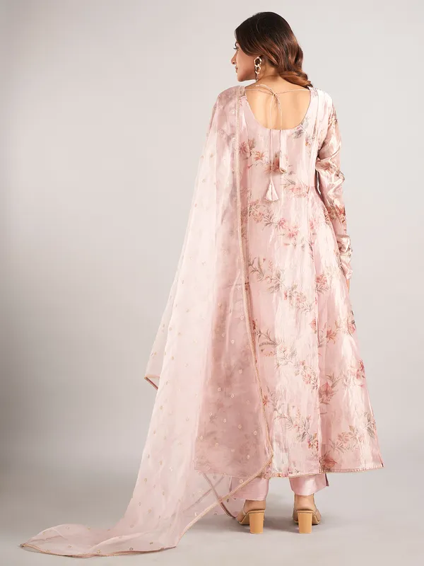 Onion pink soft organza salwar suit with dupatta