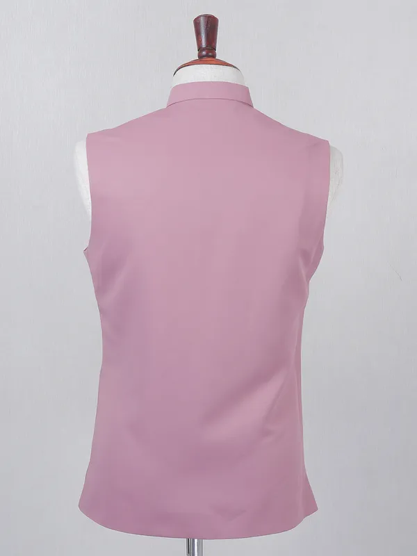 Onion pink solid waistcoat in terry rayon