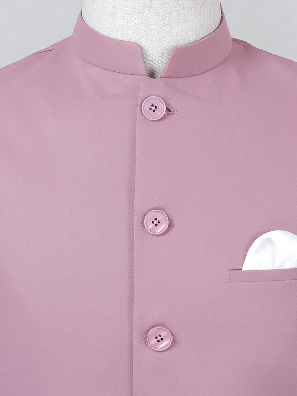 Onion pink solid waistcoat in terry rayon