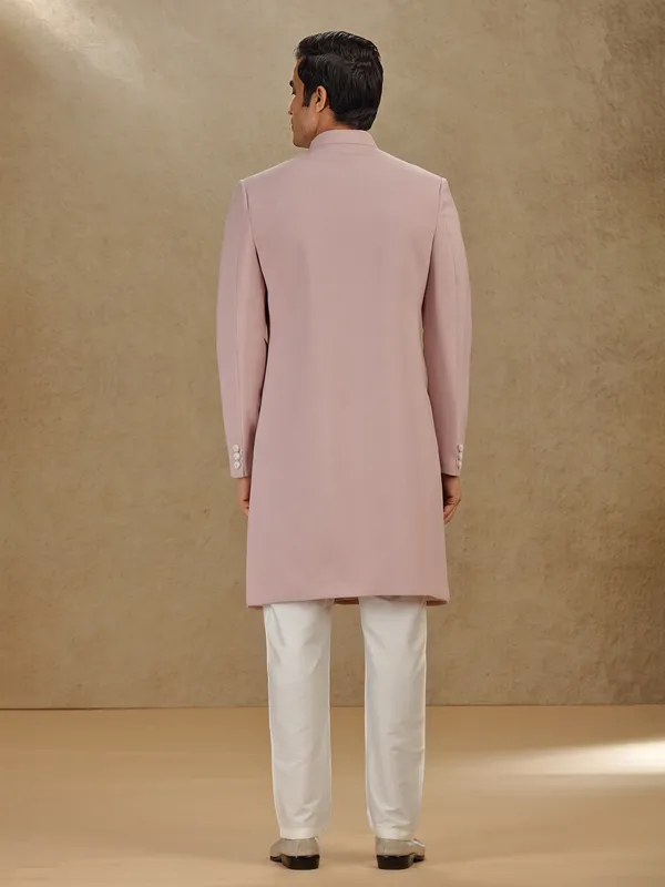 Onion pink terry rayon indo western with embroidery dupatta