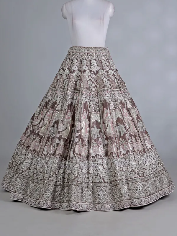 Onion pink tissue silk bridal lehenga choli