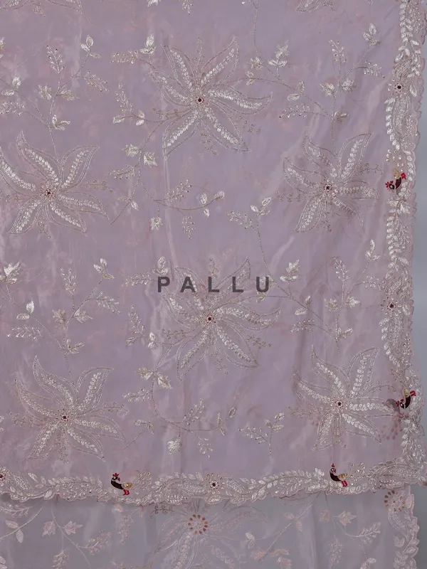 Onion pink tissue silk saree for wedding wear