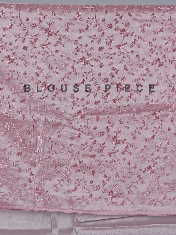 Onion pink tissue silk saree with resham and mirror detailing