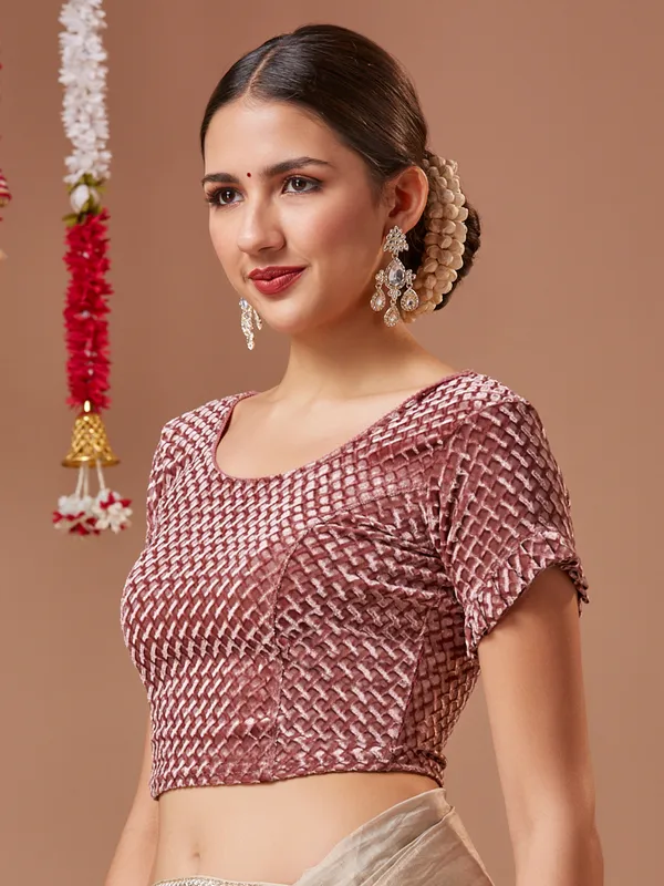 Onion pink velvet ready made blouse