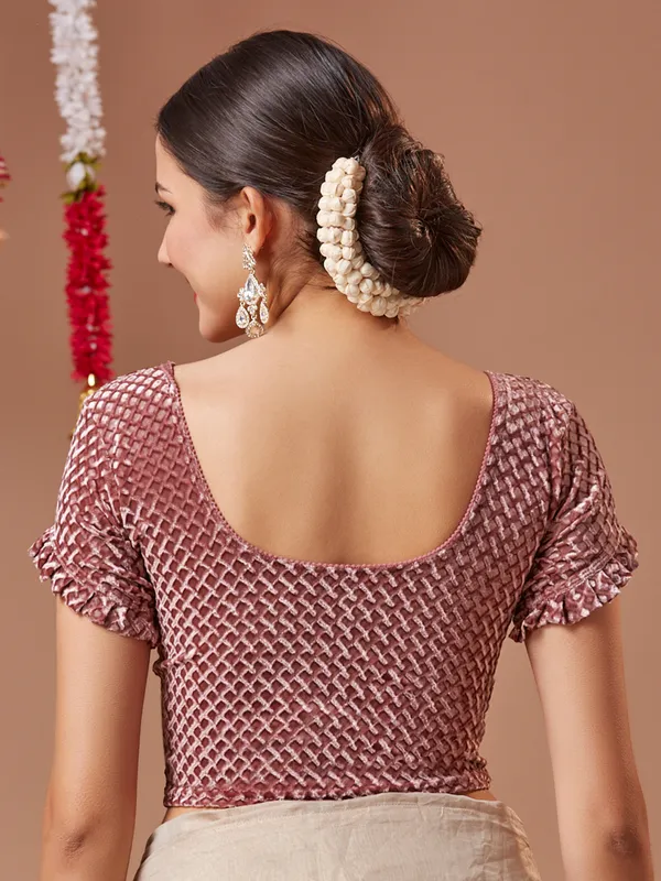 Onion pink velvet ready made blouse