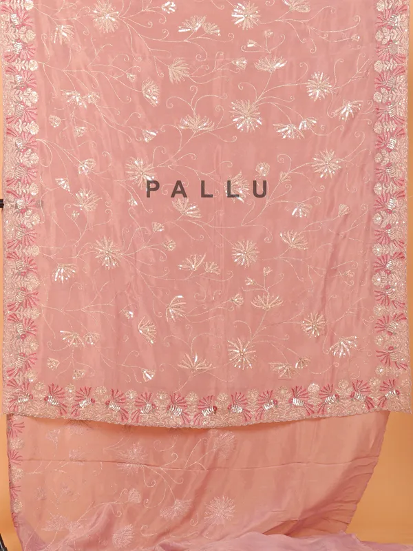 onion pink wedding saree in organza