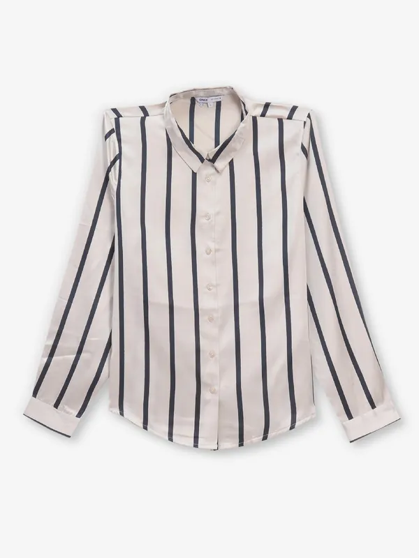 ONLY beige stripe linen shirt
