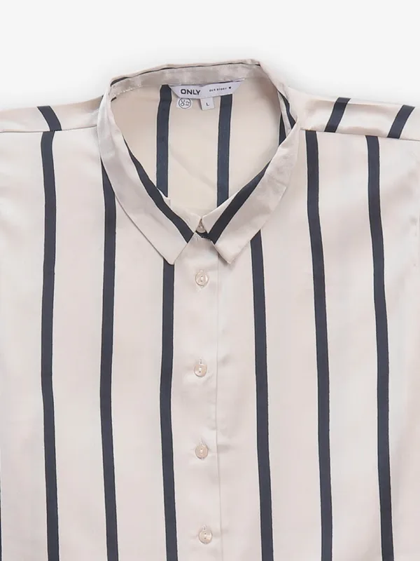 ONLY beige stripe linen shirt