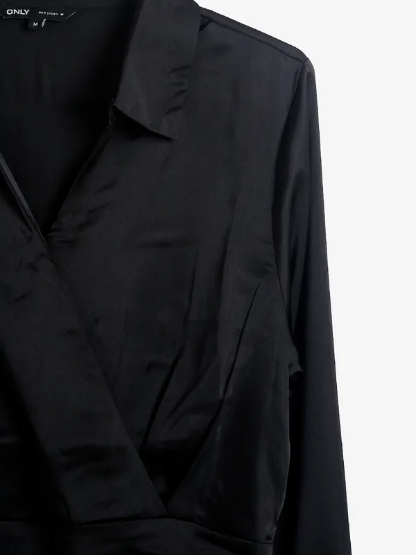 ONLY black satin midi dress